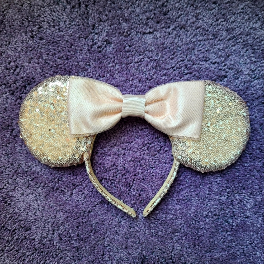 Disney Gold Sequin Minnie Mouse Disney Ears Rose Gold